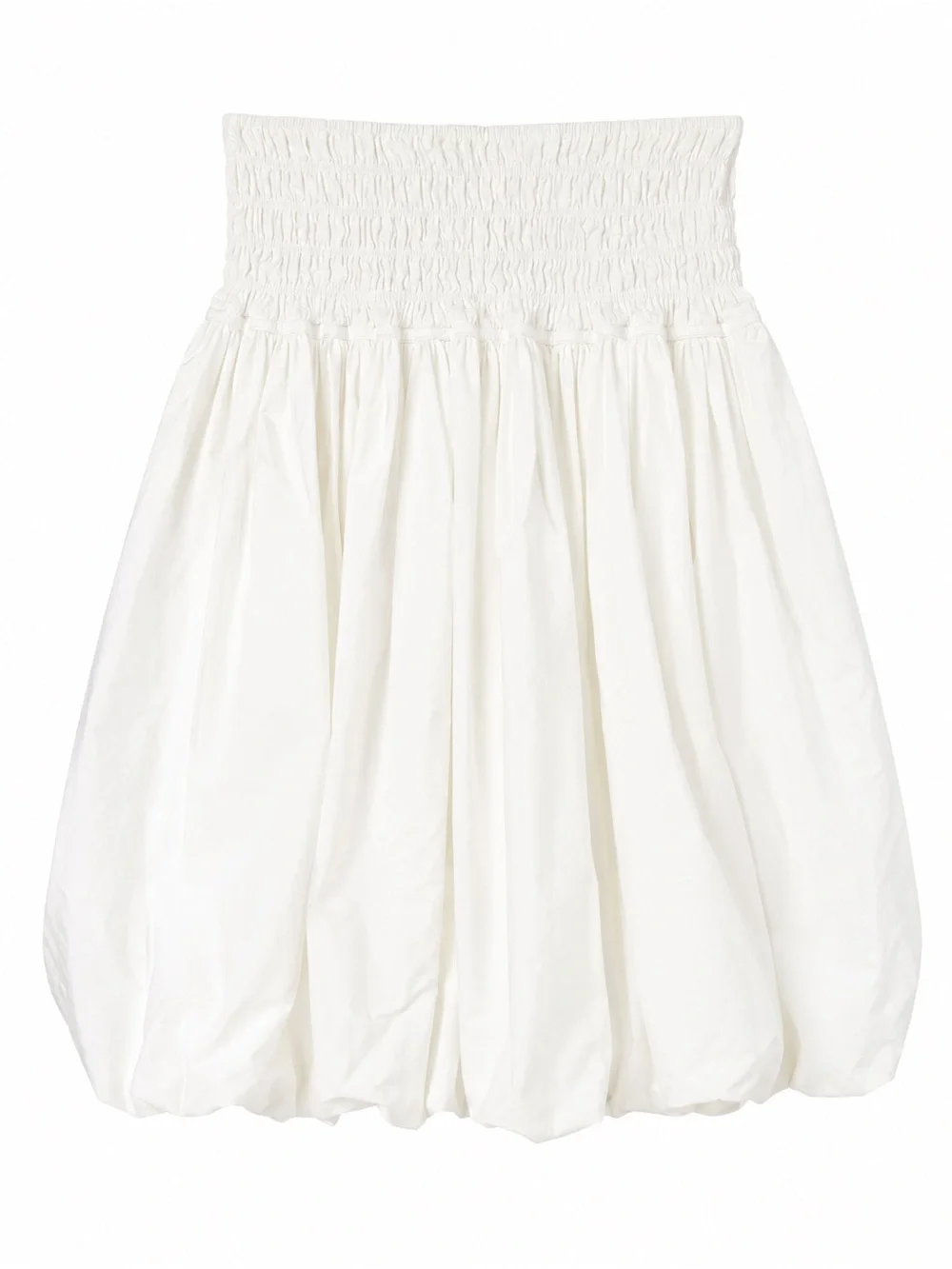 Astr the Label White Smocked Waist Mid Bubble Skirt.